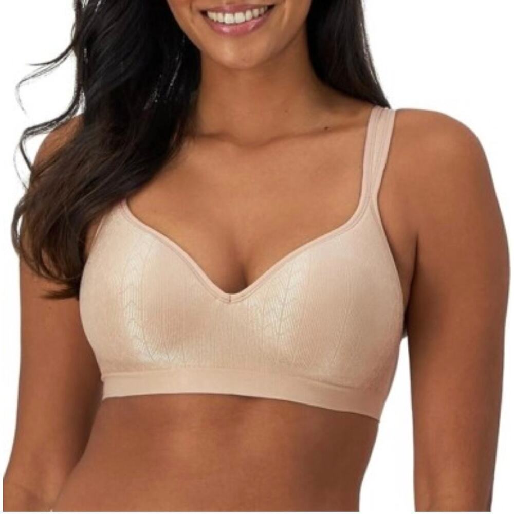 Bali Size 36D Padded Shirt Bra Nude Tan Nylon Blend Unwired Adjustable Straps